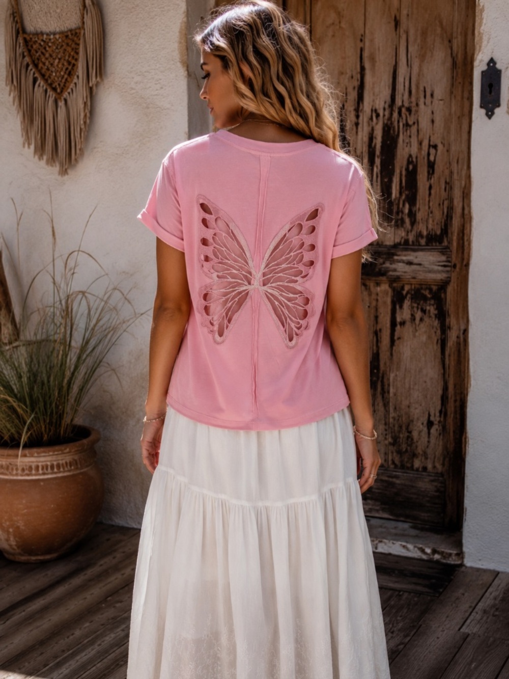 NWOT Tricia Fix Butterfly Tee - Pink